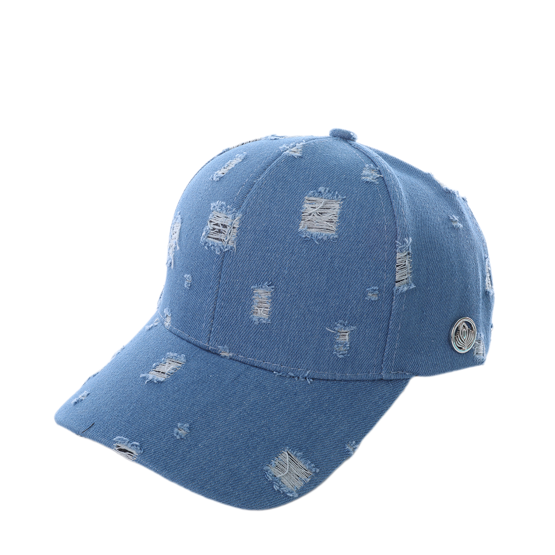 VIA FIORE Light Distressed Denim Baseball Cap