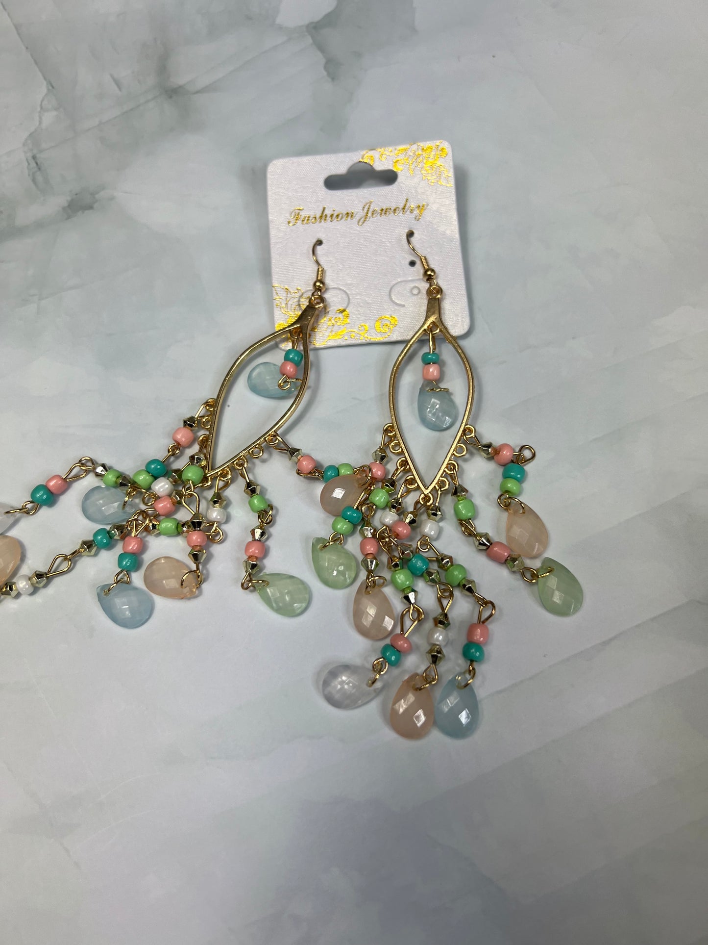 Beaded Multi Color Dangle Earrings