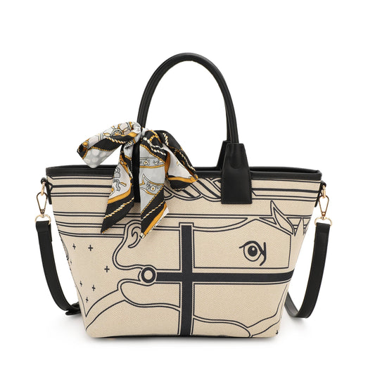 SHRIYA PRINTED TOTE BAG WITH TWILLY