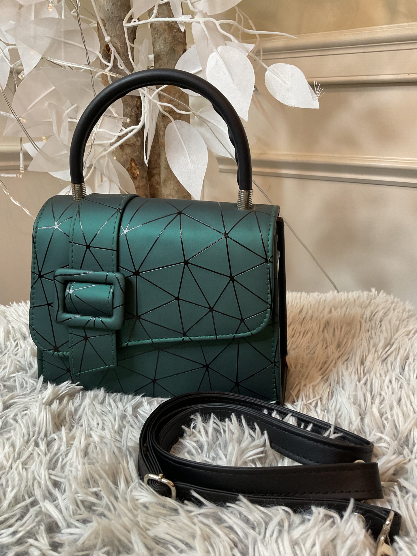 Green Geo Pattern Handbag
