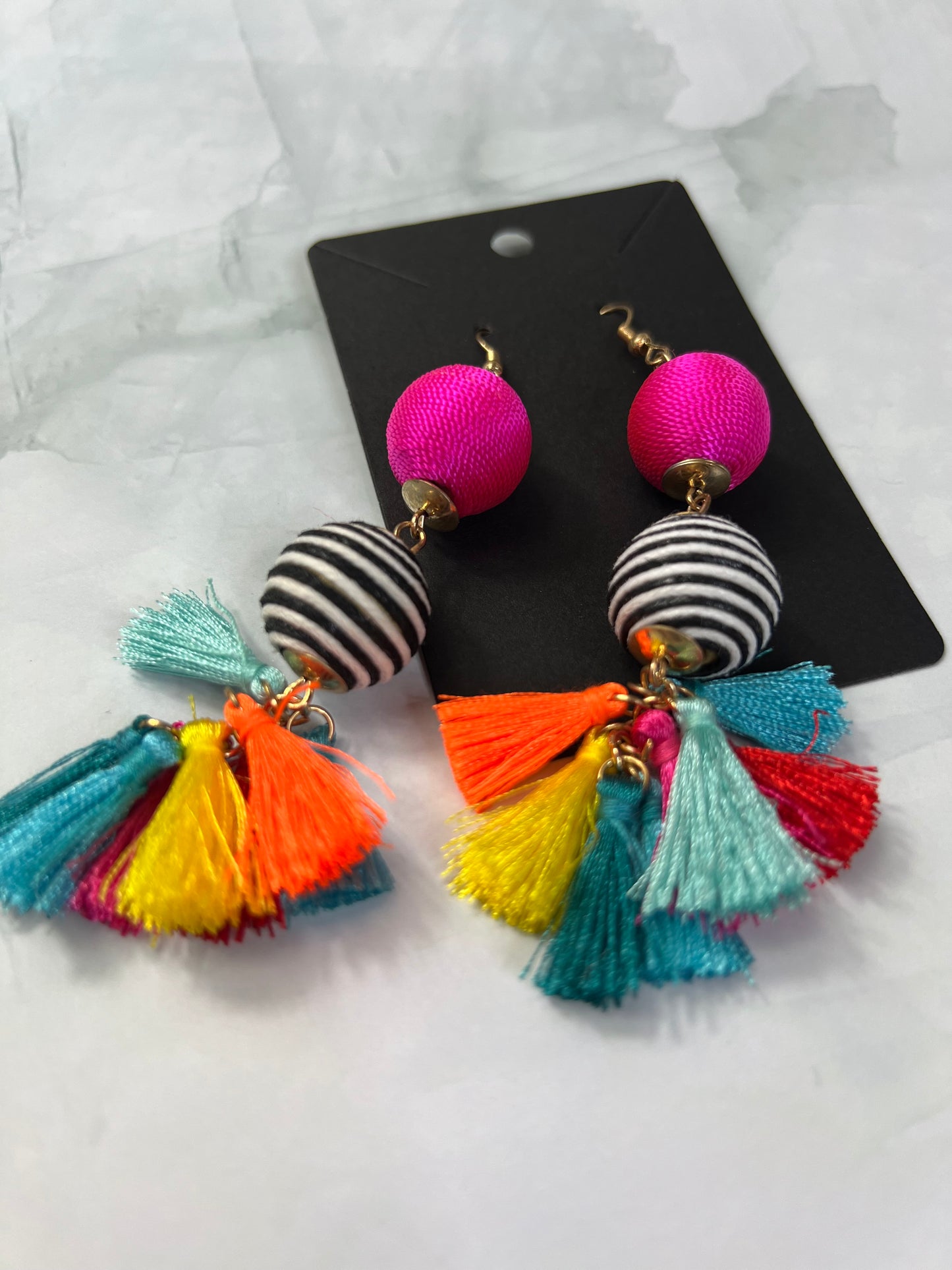 Colorful Tassel Ball Earrings