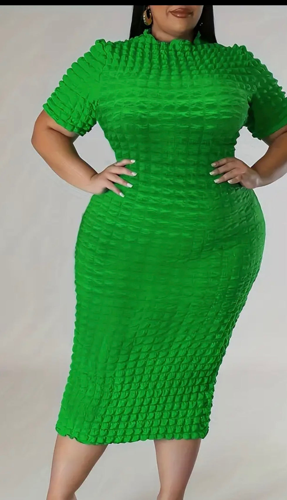 Short Sleeved Bubble Pattern Dress