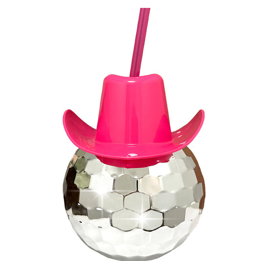 Cowboy Hat Electroplating Cup Discoball Ball Cup With Straw