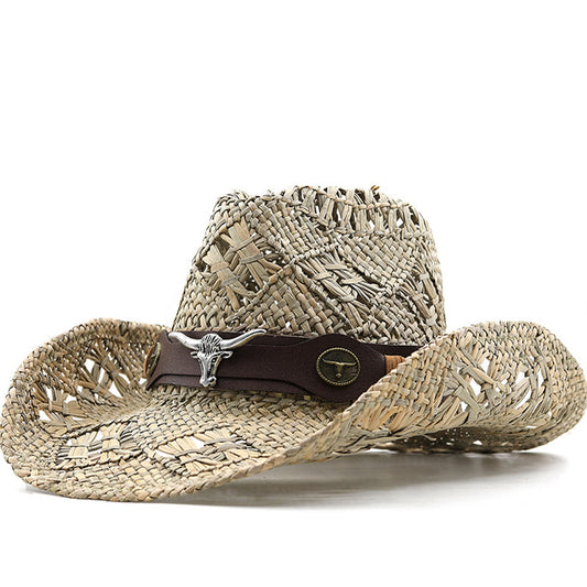Belt Decoration Natural Grass Hand-knitted Western Cowboy Hat