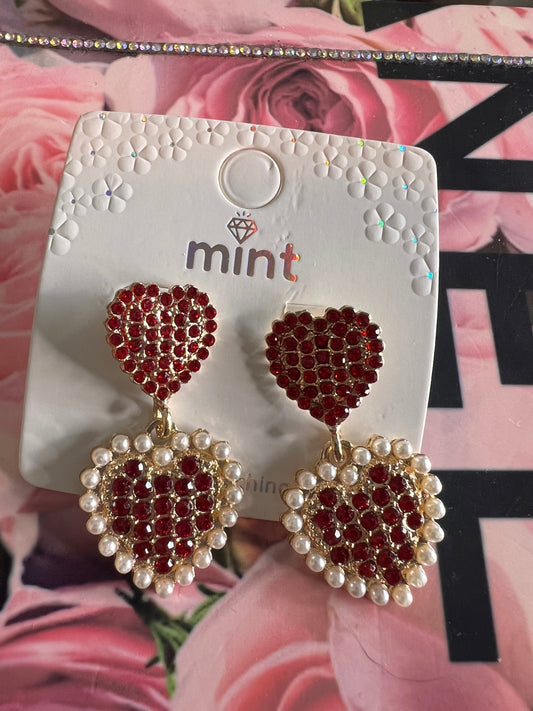 Double Hearth Pearl Earrings