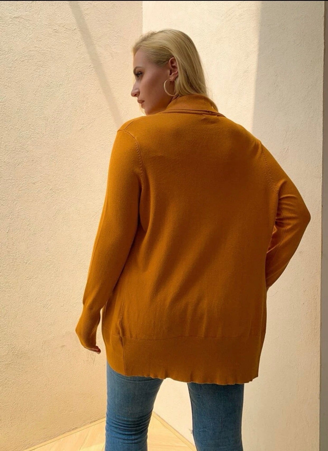 Mustard Open Cardigan Plus-Size