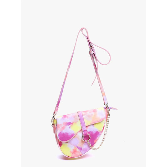 Tie-Die Leather Crossbody with Chain