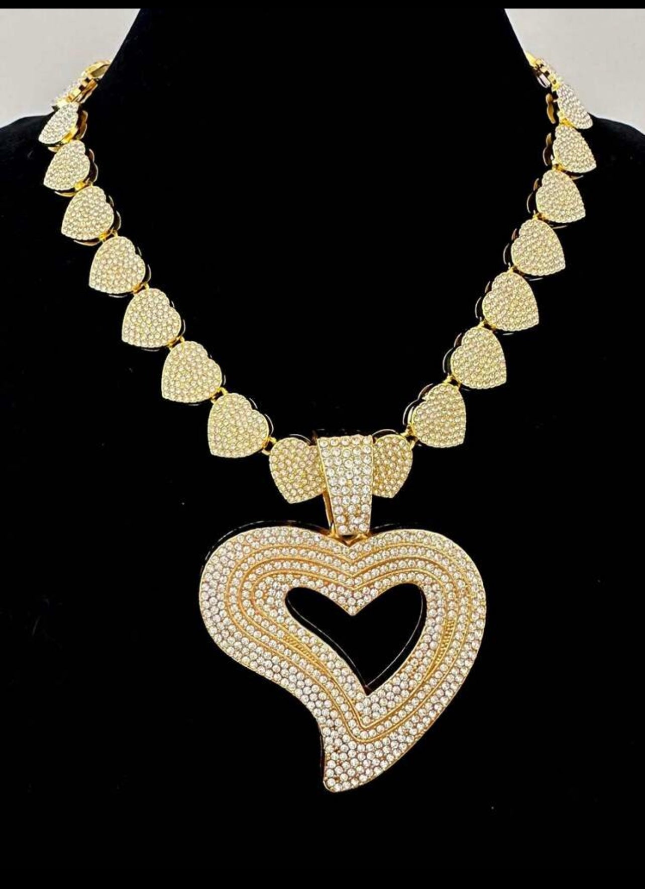 Cuban Heart Links Necklace & Bracelet Set