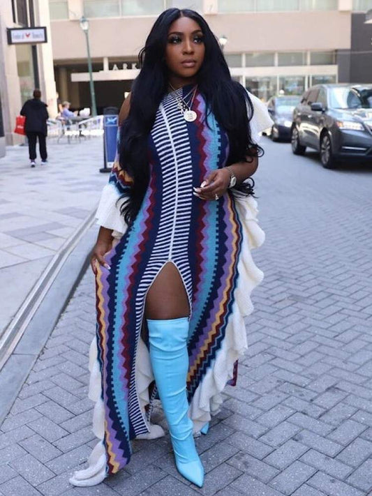 Knitted Split Sweater Dress