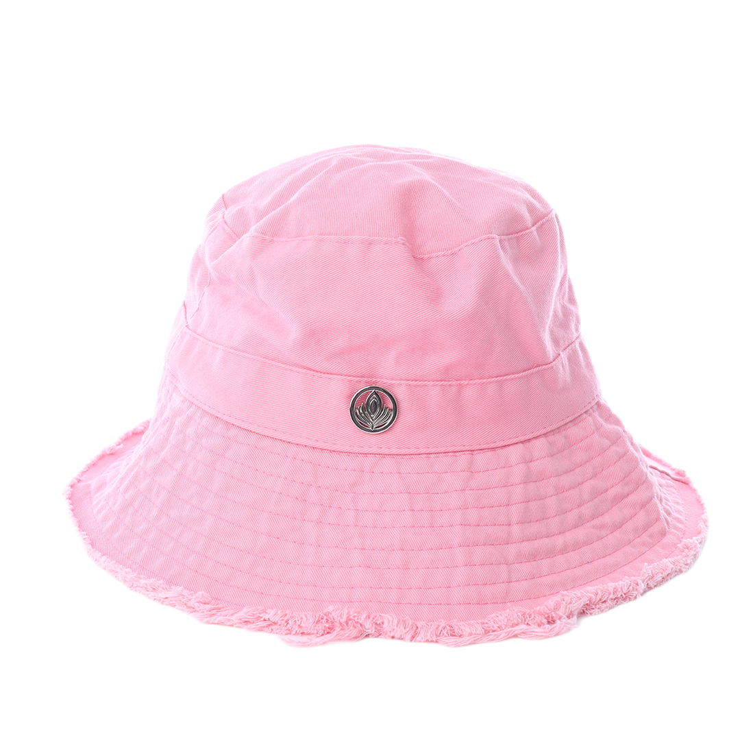 VIA FIORE Pink Summer Bucket Hat with Raw Hem