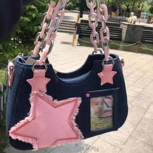 Denim Star Messenger Bag