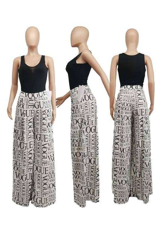 Graphic wide leg maxi pants