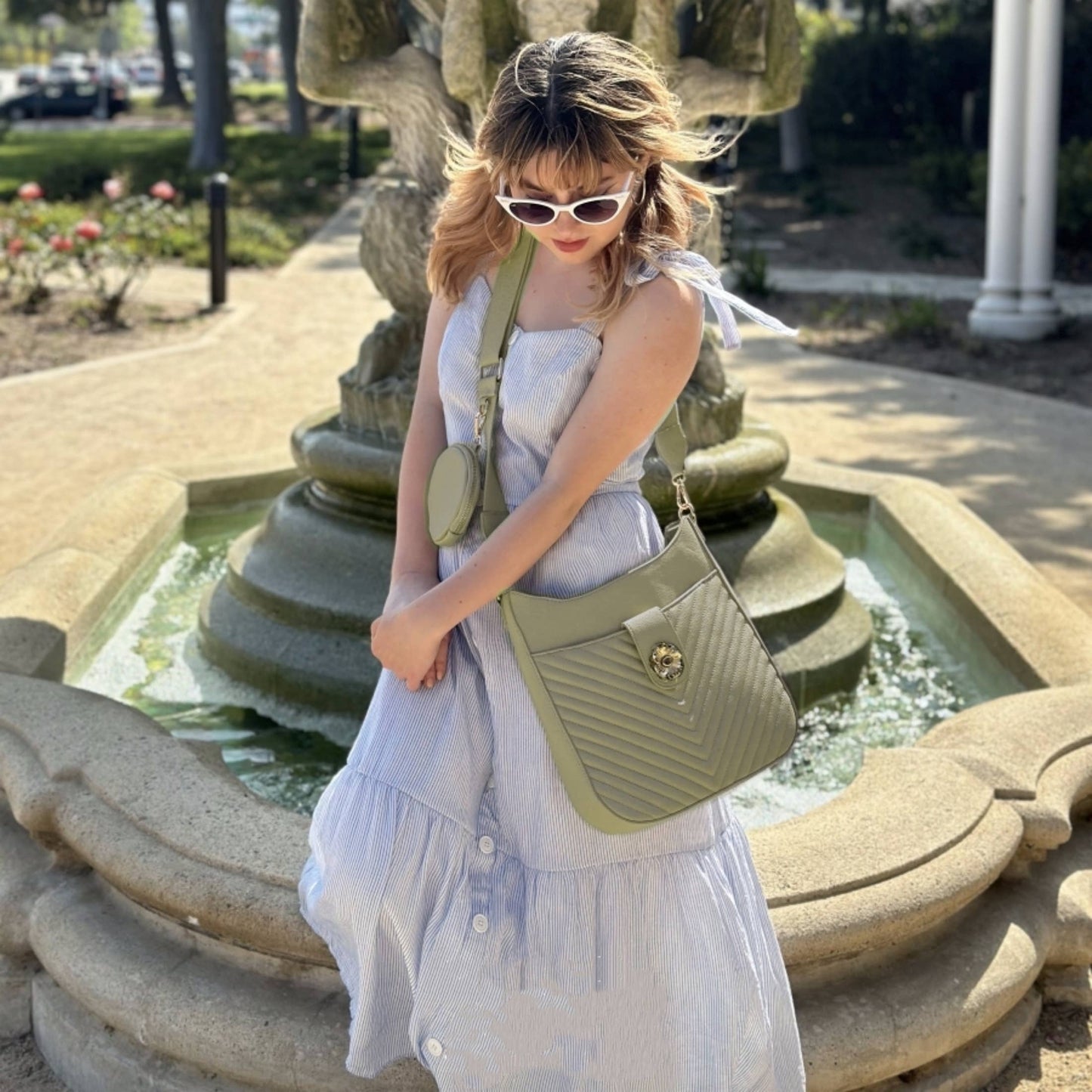 Catalina U shaped Crossbody Chevron w/Coin Pouch