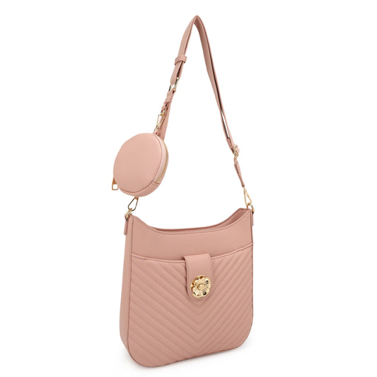 Catalina U shaped Crossbody Chevron w/Coin Pouch