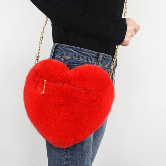 Heart Plush Crossbody Bag