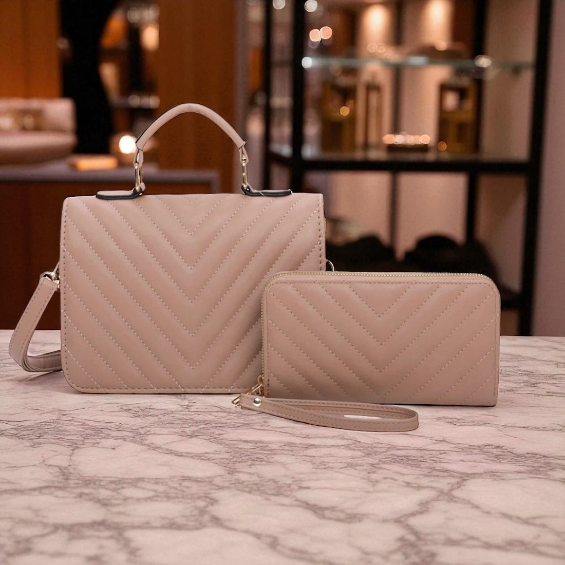 Satchel Bag With Wallet Set