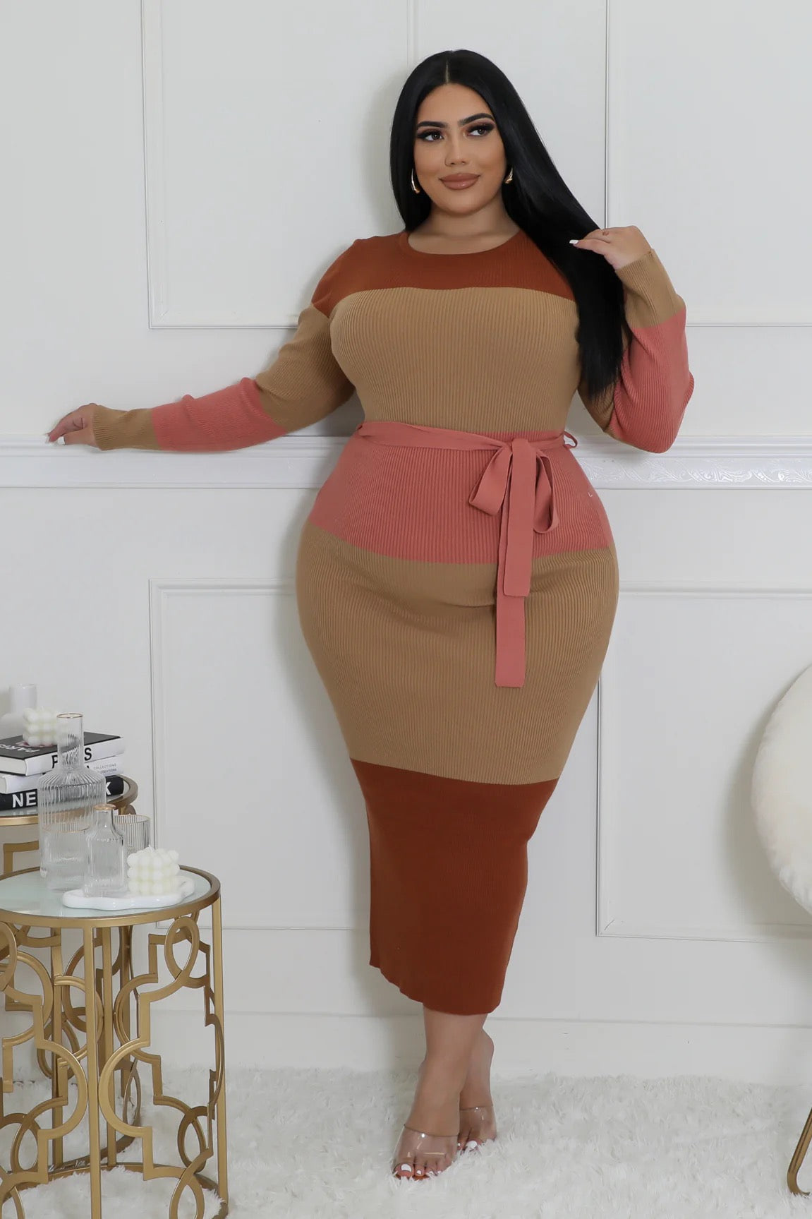 Semi-Long Stretch Dress Plus Size