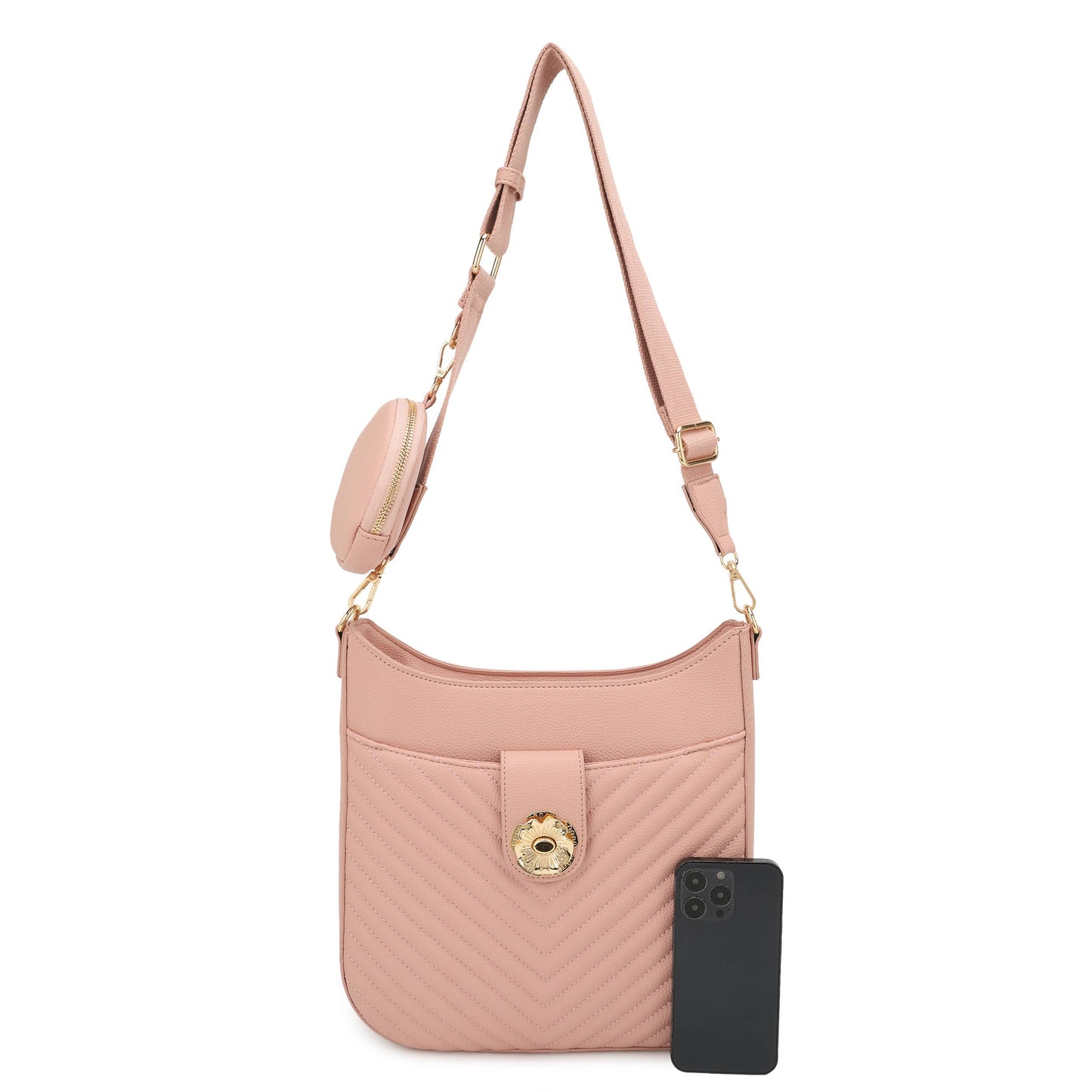 Catalina U shaped Crossbody Chevron w/Coin Pouch