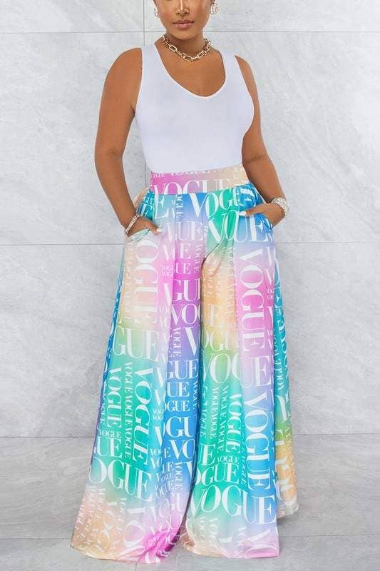 Graphic wide leg maxi pants