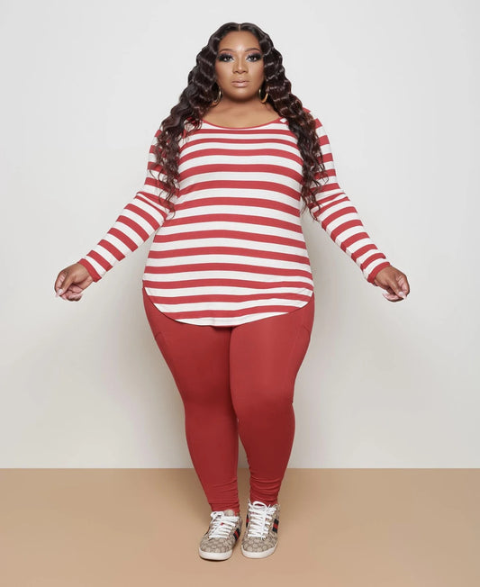 Hot sale women's plus size striped casual suit