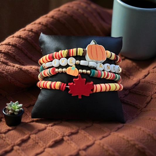 Fall Stacked Clay Bracelet 4pc Set