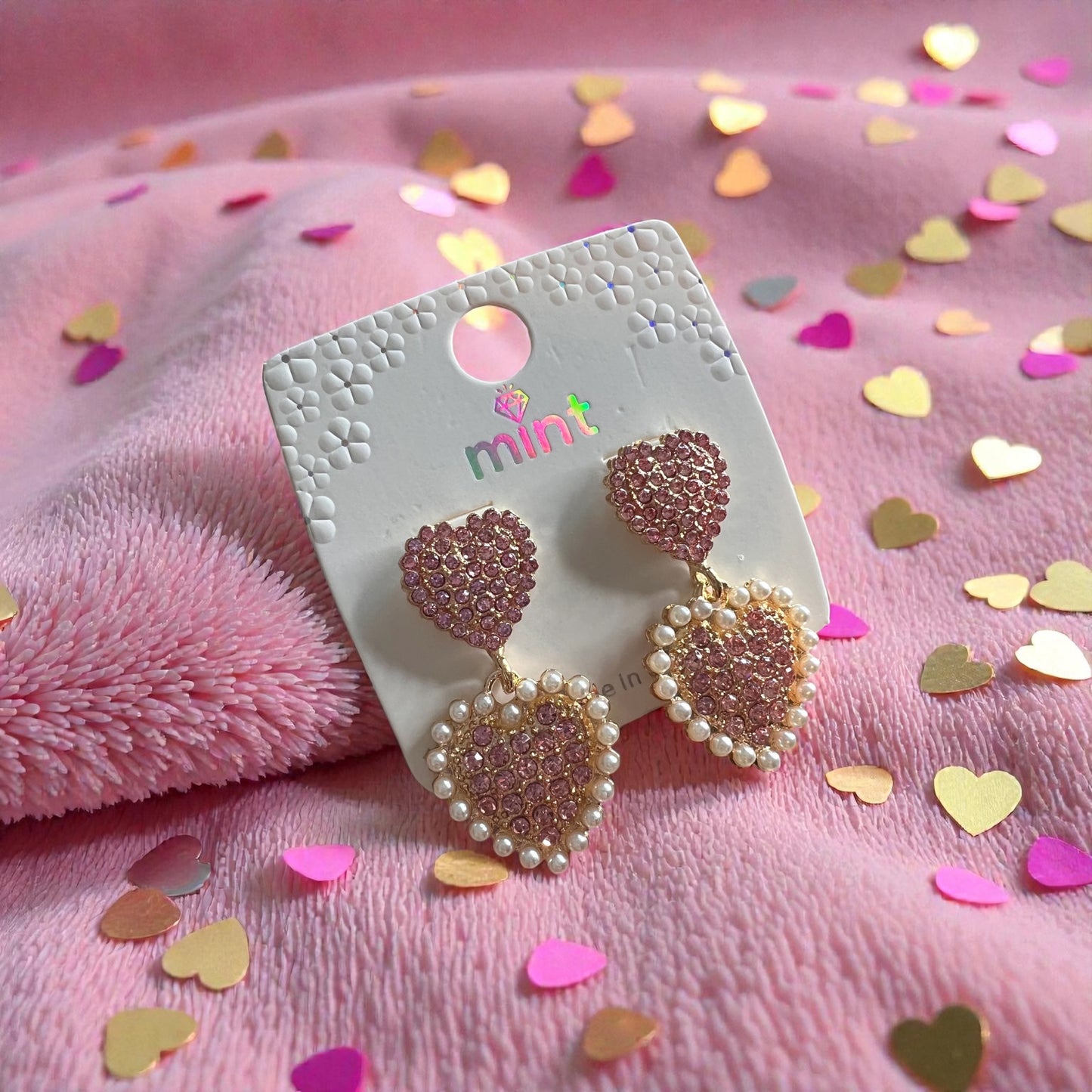 Sparkle Heart Drop Earrings