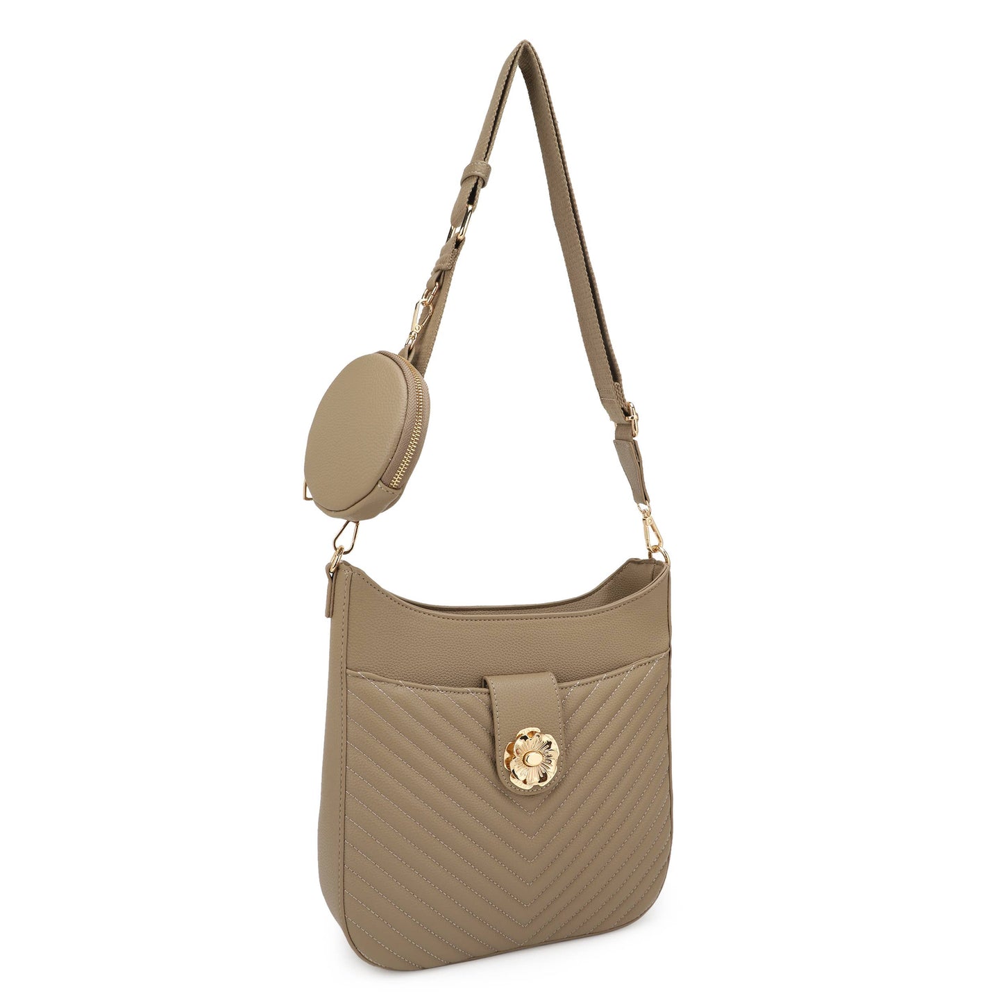 Catalina U shaped Crossbody Chevron w/Coin Pouch