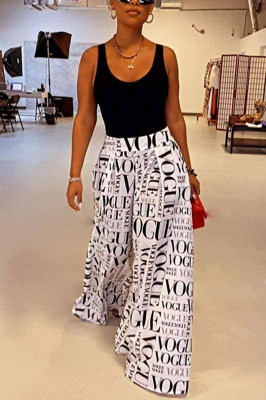 Graphic wide leg maxi pants