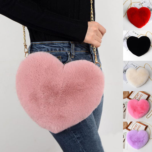 Heart Plush Crossbody Bag