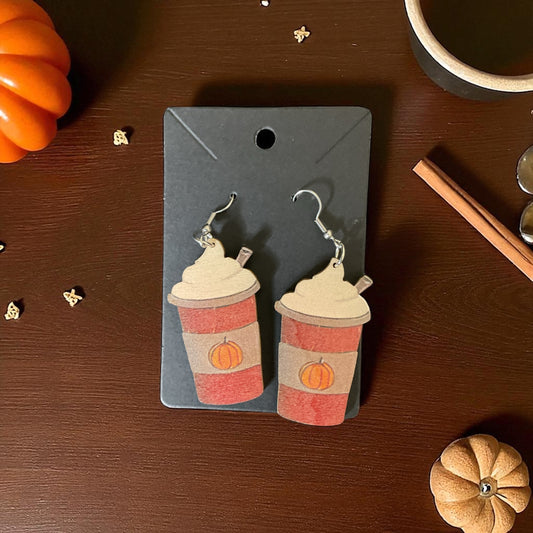 Wooden Coffee Earrings