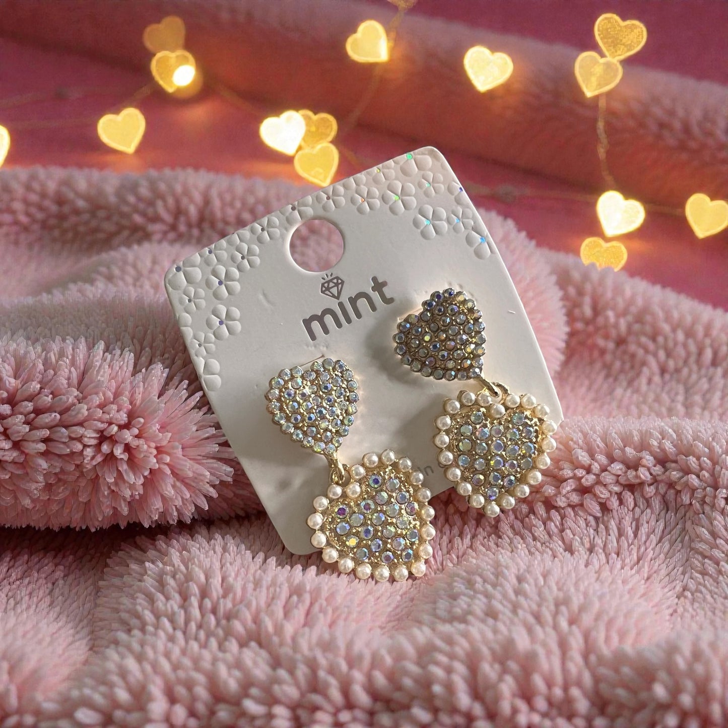 Sparkle Heart Drop Earrings
