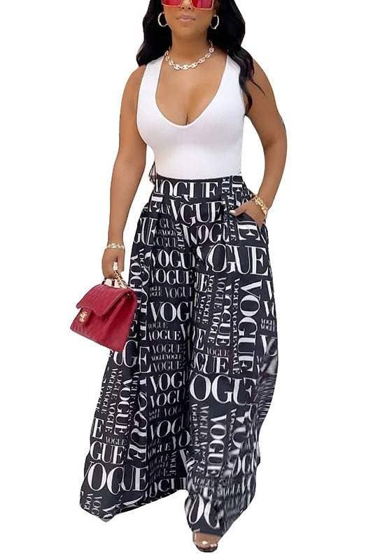 Graphic wide leg maxi pants