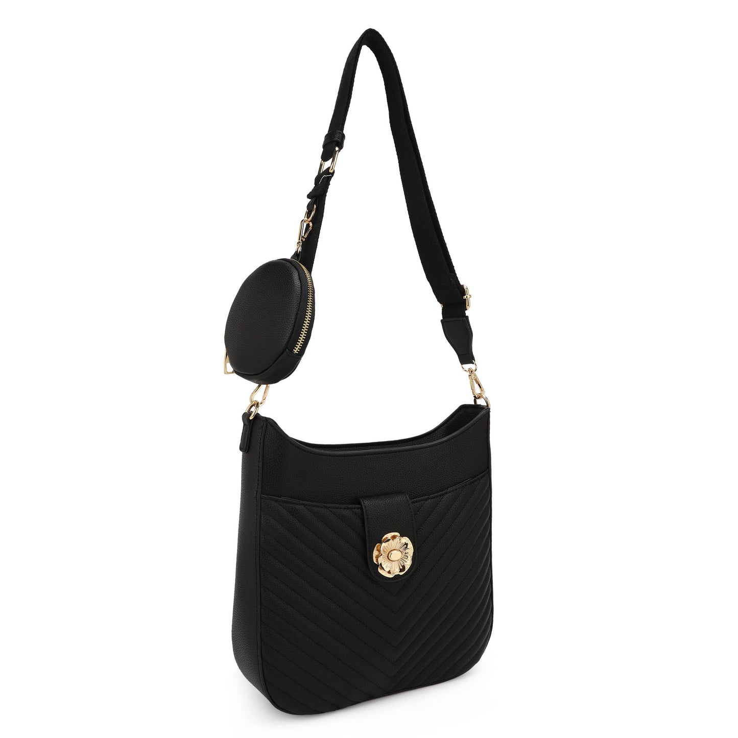 Catalina U shaped Crossbody Chevron w/Coin Pouch