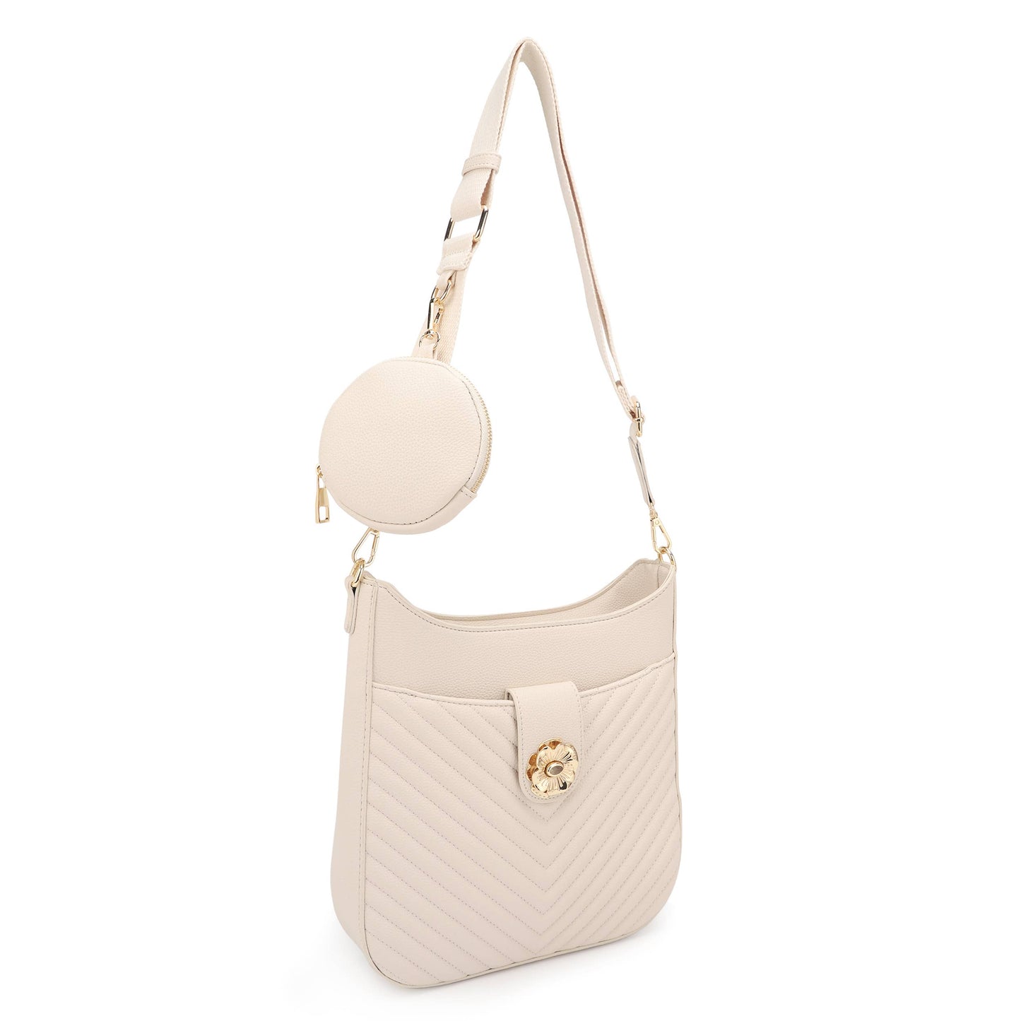 Catalina U shaped Crossbody Chevron w/Coin Pouch