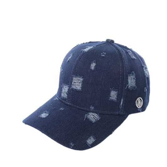 Dark Distressed Denim Baseball Cap