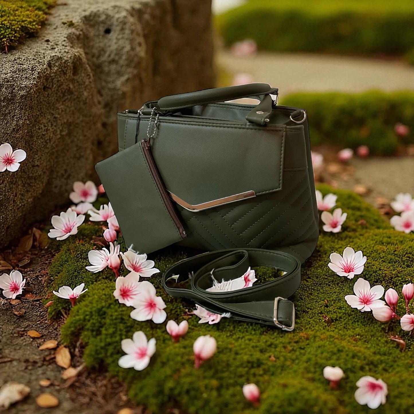 2pc Leather Tote Bag Set