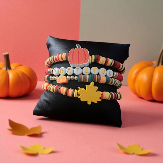Fall Stacked Clay Bracelet 4pc Set