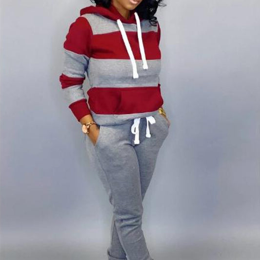 Stripe Hooded Warm up Set