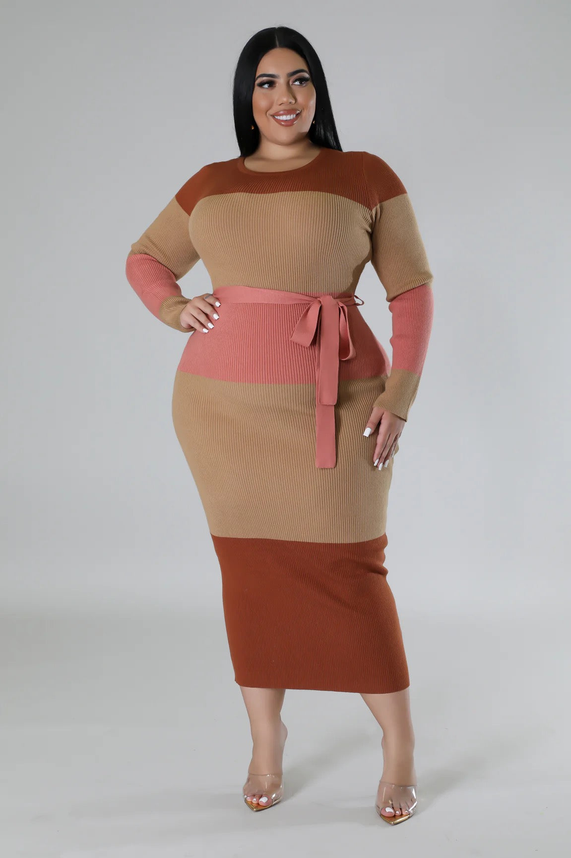 Semi-Long Stretch Dress Plus Size