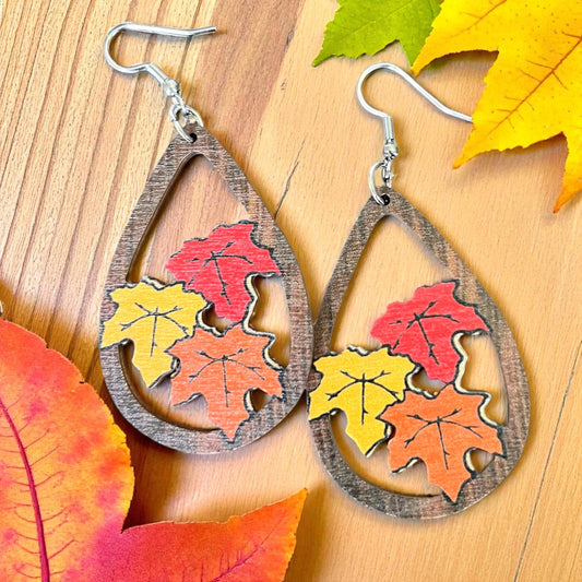 Autumn Leaf Teardrop Earrings