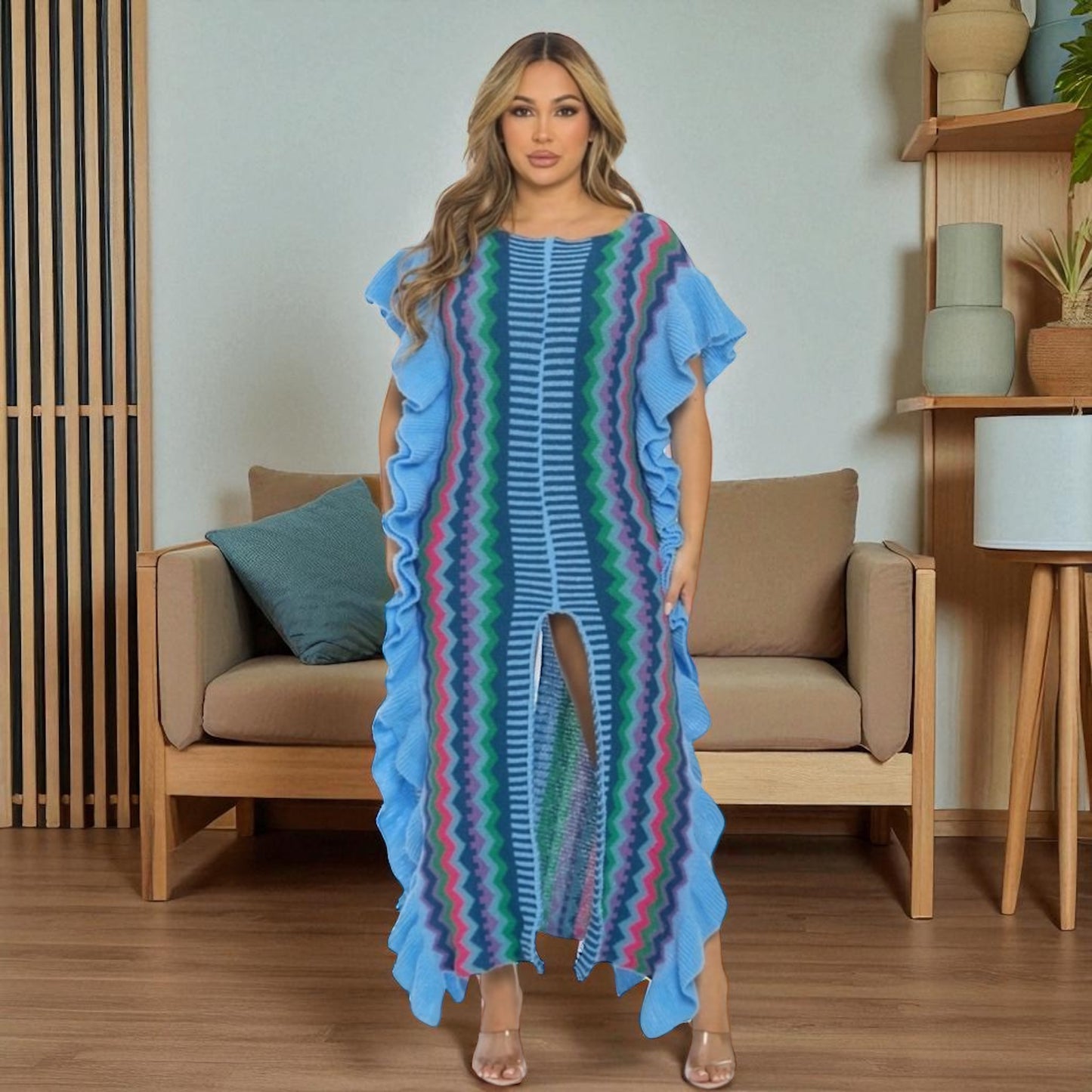 Riviera Ruffle Knit Split Dress