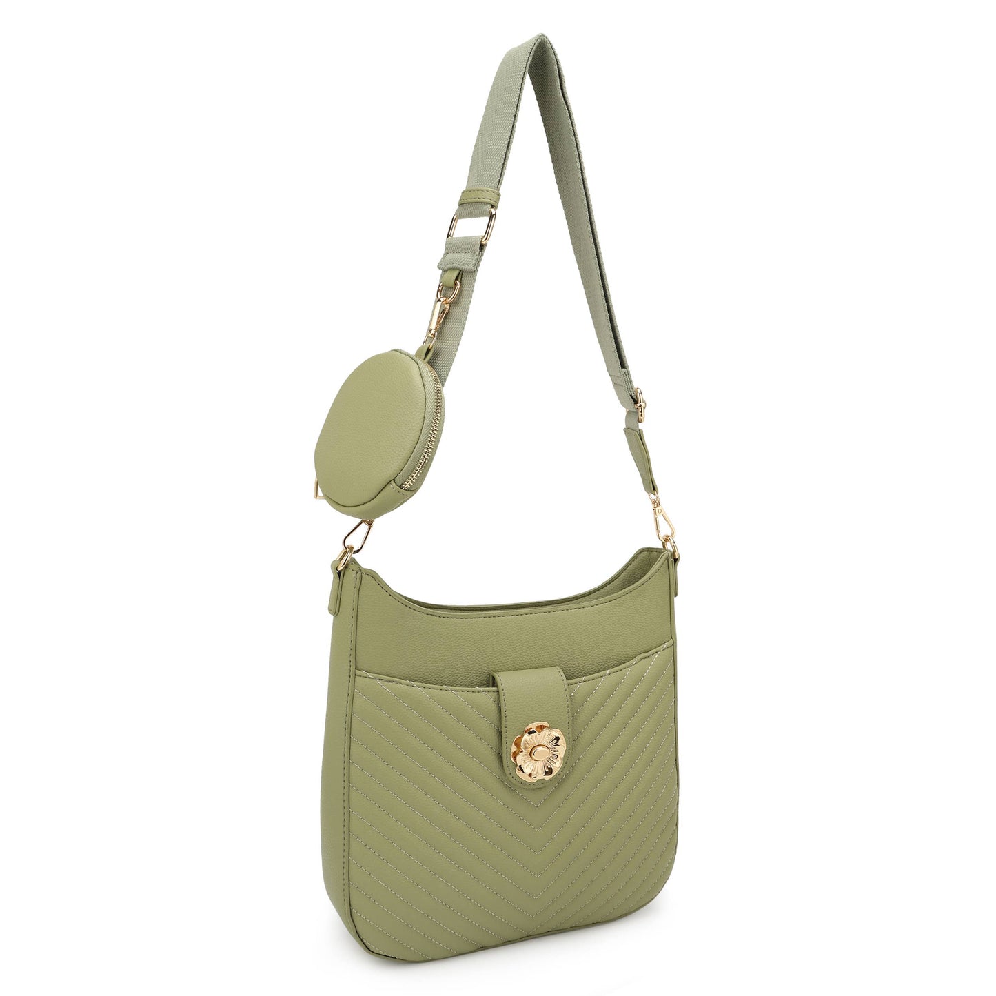 Catalina U shaped Crossbody Chevron w/Coin Pouch