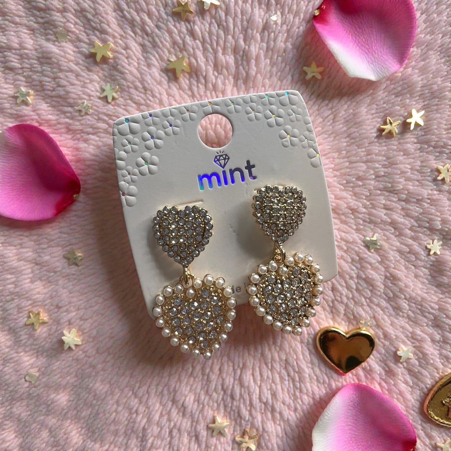 Sparkle Heart Drop Earrings