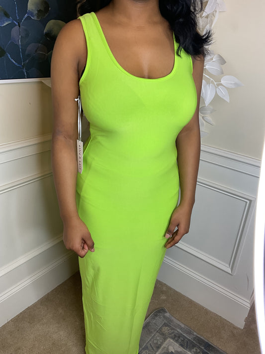 Lime Green Scoop Dress