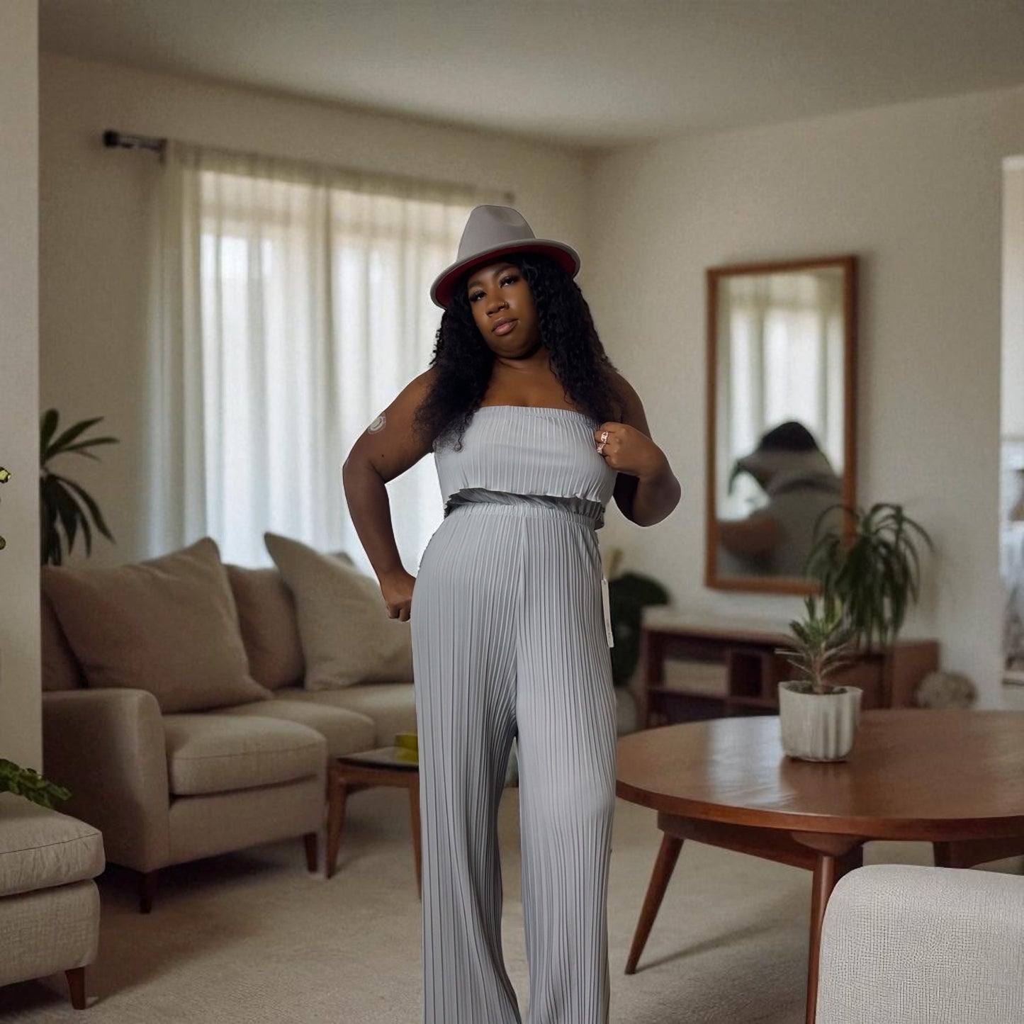Sleeveless Pleated Jumpsuit