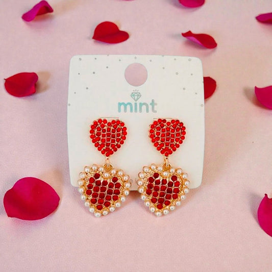 Sparkle Heart Drop Earrings