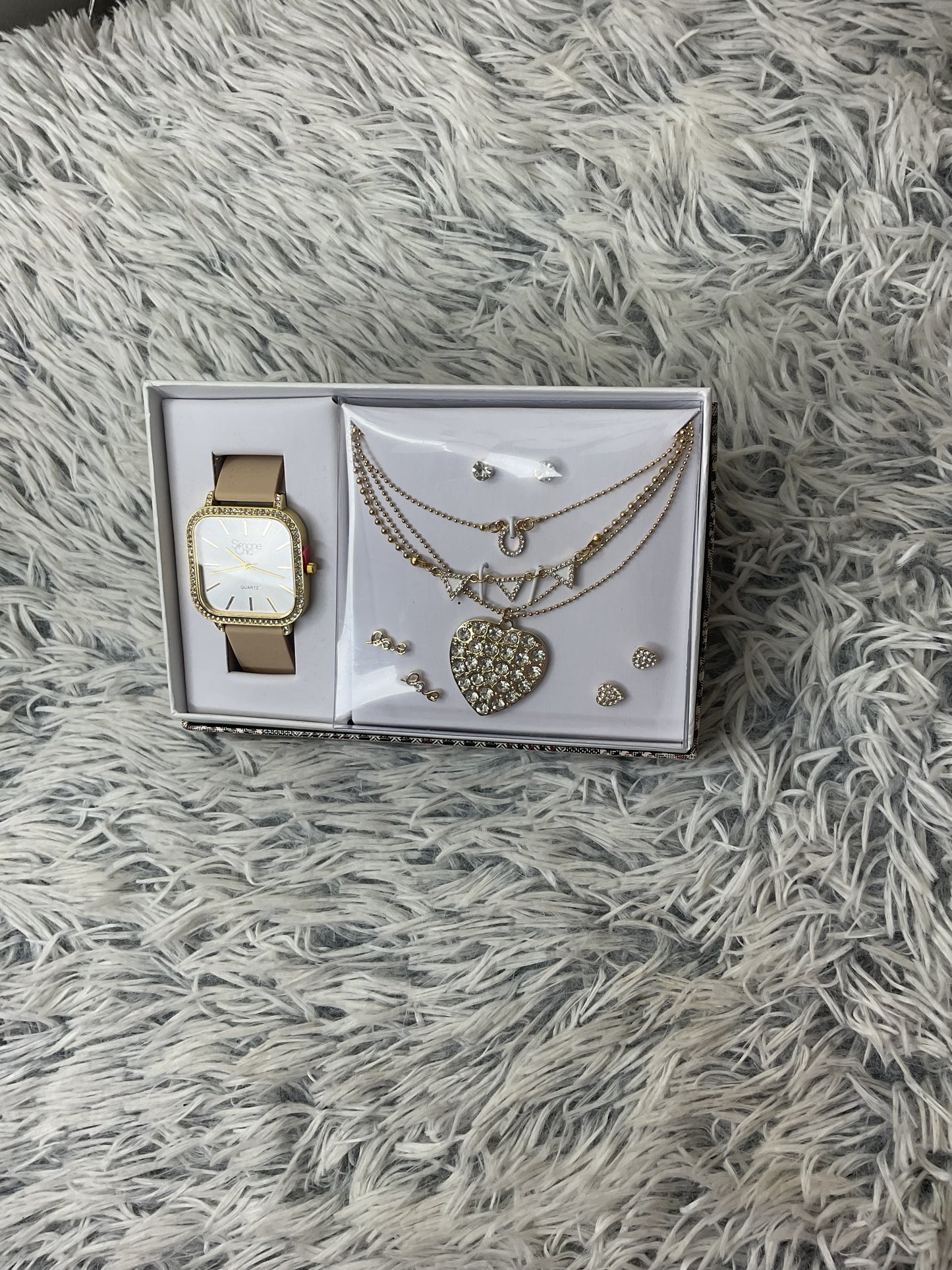 Gold Watch & Necklace Set