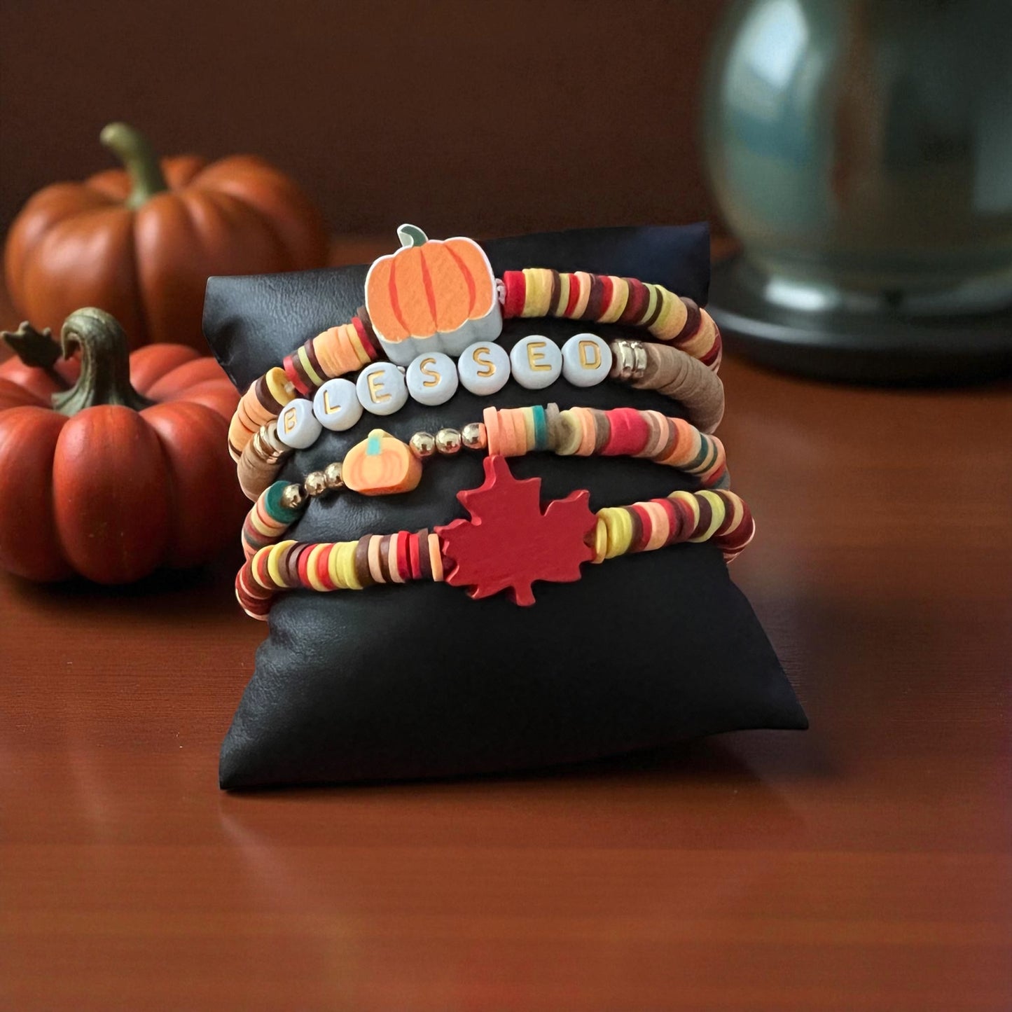 Fall Stacked Clay Bracelet 4pc Set