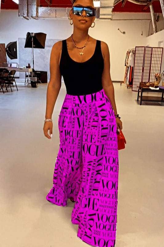 Graphic wide leg maxi pants