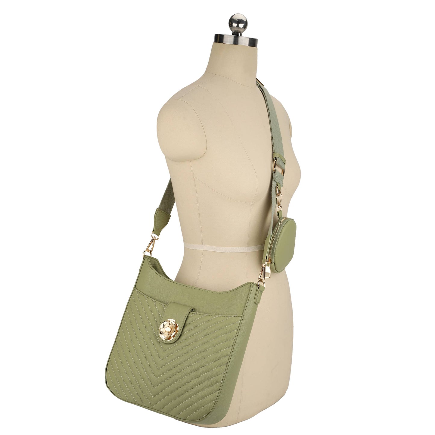 Catalina U shaped Crossbody Chevron w/Coin Pouch